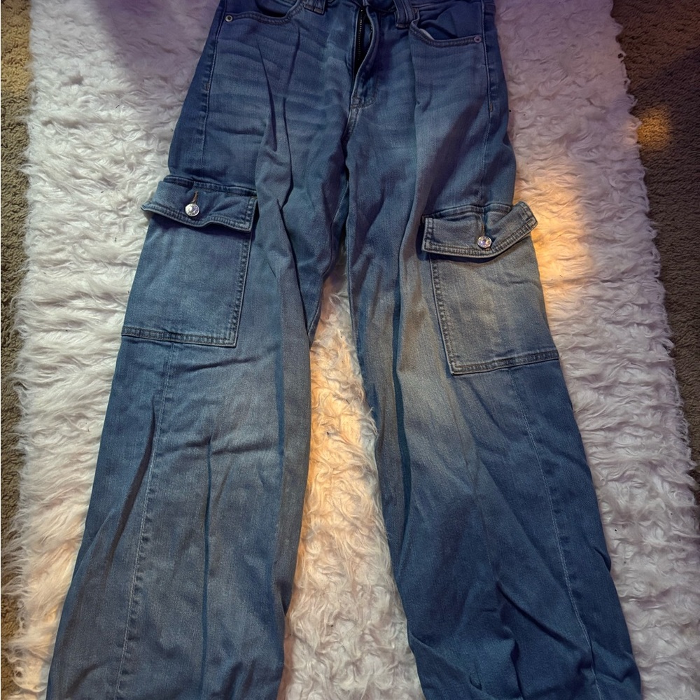 American Eagle Outfitters Blue Flare Wide Leg Jeans